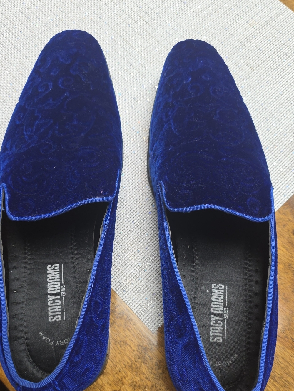 Stacy Adams Velvet Slip-On Loafers in Deep Blue